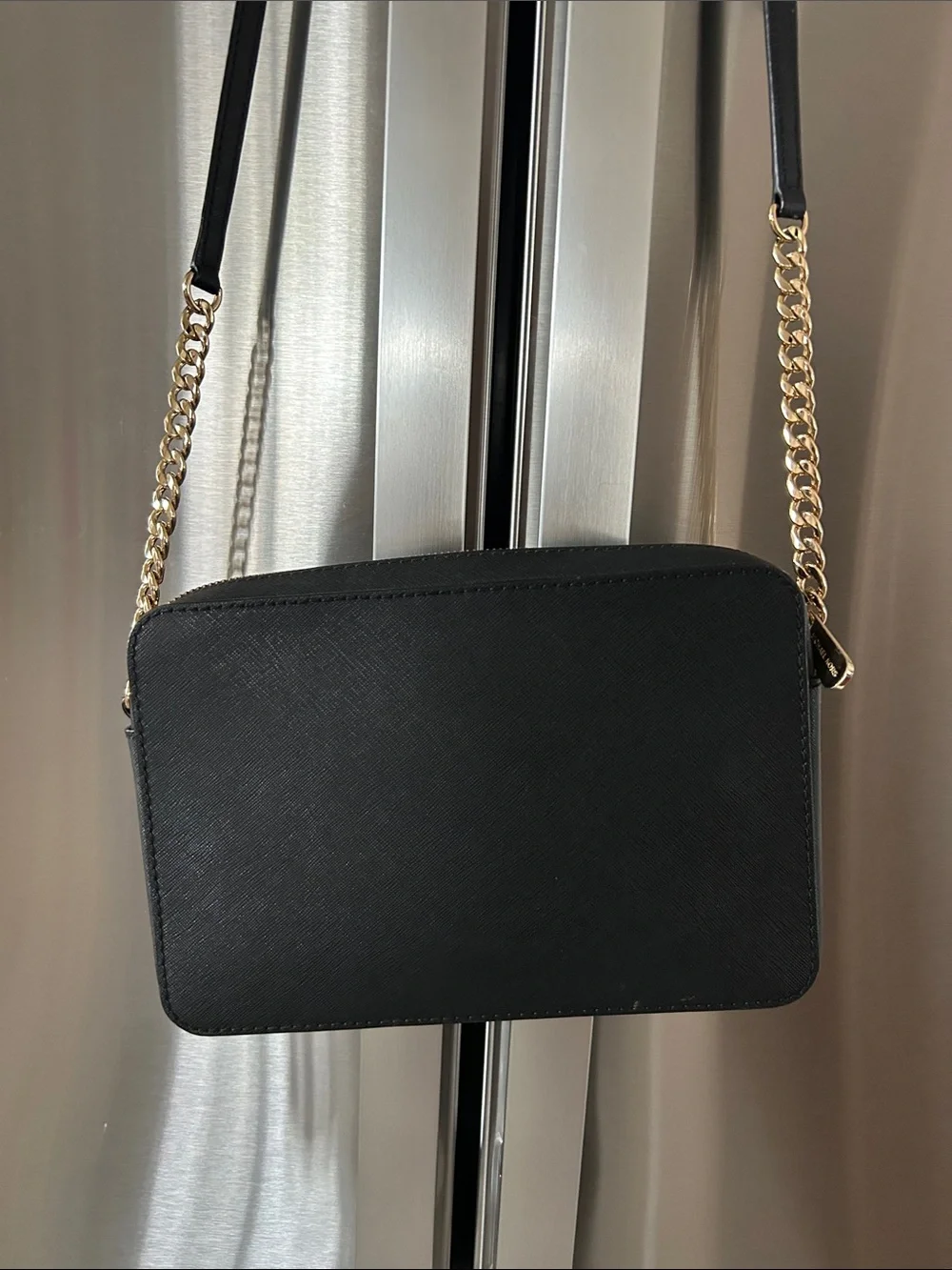 Michael Kors Black Crossbody with Gold Chain Strap